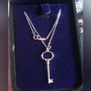 Tiffany & Co. Silver Key Necklace with Iconic Blue Box